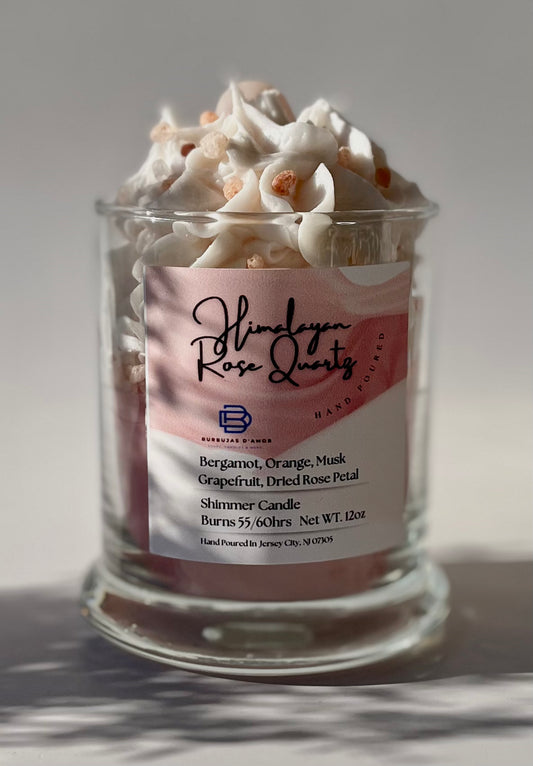 Candles - Himalayan Rose Quartz Piped Shimmer Candle