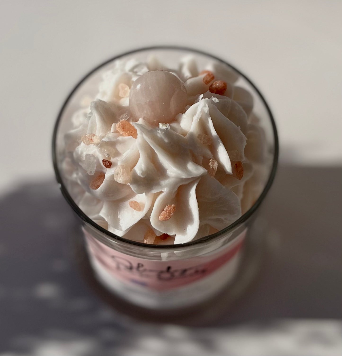 Candles - Himalayan Rose Quartz Piped Shimmer Candle