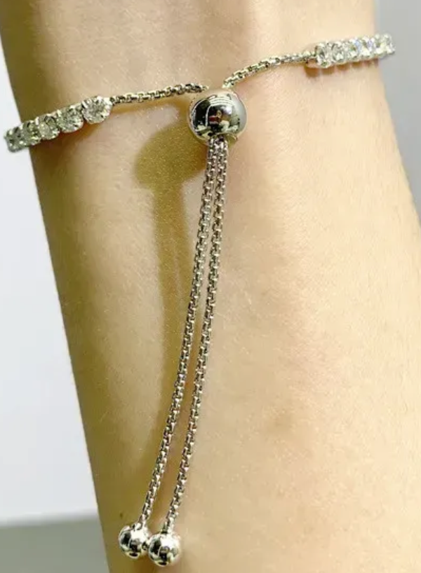 W009 -Simple Style Shiny Square Sterling Silver 3.5ct Moissanite Bracelets