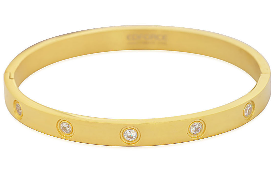 W026 - 14K Gold Plated Stainless Steel Bracelet with Zirconia Accents