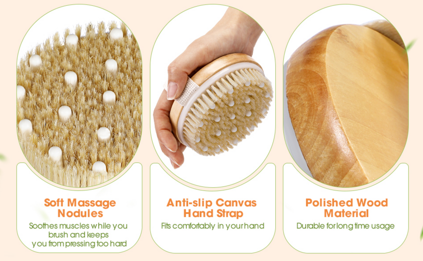 Exfoliating Dry Brushing Body Brush with Massage Nodules